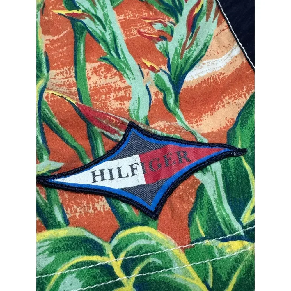 Tommy Hilfiger Board Shorts Size XL Orange Green Hawaiian Graphics